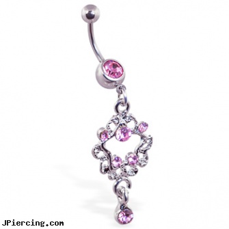 Jeweled navel ring with jeweled star dangle, jeweled navel slave rings, 18g jeweled labrets, jeweled labrets, navel ring sex girl, infected navel piercings