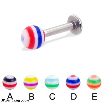 Labret with circle ball, 12 ga, labret jewelry in canada, vertical labret pictures, labret piercing needle, balls piercing, curved earrings screw balls