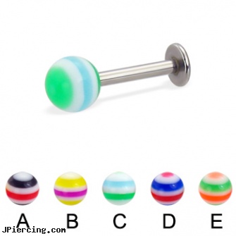 Labret with circle ball, 14 ga, gold jeweled labret ring, how to pierce your labret, talon labret jewlery, cock ball ring, cbt play piercing balls gallery