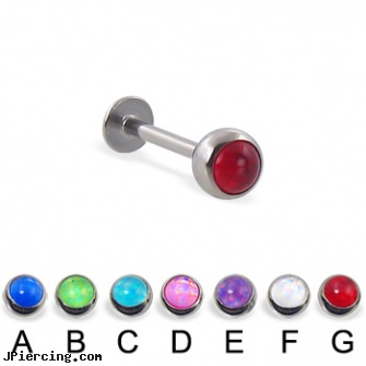 Labret with hologram ball, 16 ga, buy 16 gauge labrets, steel prong set labrets, iron cross labret, replacement ball for eyebrow ring, labret replacement balls