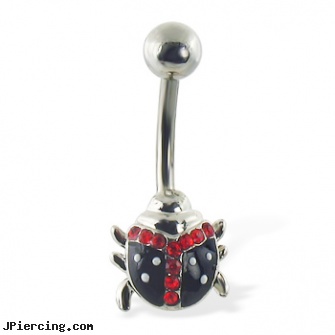 Lady bug belly button ring, ladybug navel ring, ladybug nipple rings, lady bug belly ring, clip-on belly rings, belly button charms