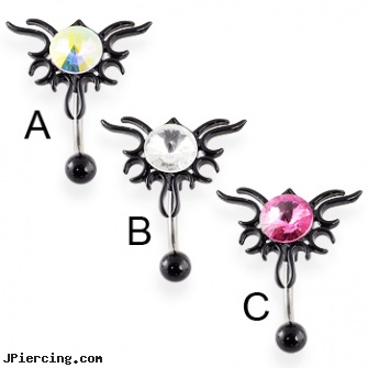Large jeweled tribal reversed belly ring, self piercing valvelarge, large guage body jewelry, large lip clit, jeweled belly rings, 18g jeweled labrets