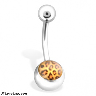 Leopard Print Belly Ring,14 Ga, belly button piercing procedure, double gem belly button rings, light up belly rings, does getting nose ring hurt, diamond nose ring