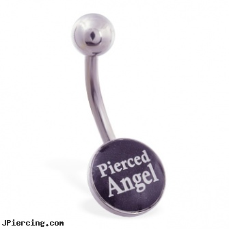Logo belly button ring \"Pierced Angel\", logo eyebrow jewelry, logo toungue rings, cool logo belly button rings, paul frank belly button rings, belly button piercing healing time