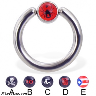 Logo captive bead ring, 10 ga, logo eyebrow rings, buy logo tongue rings, ny logo belly rings, captive bead, captive beads