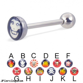 Logo tongue ring, 14 ga, buy logo tongue barbells, buy logo tongue rings, ny logo belly rings, pictures of tongue rings, facts about tongue piercing