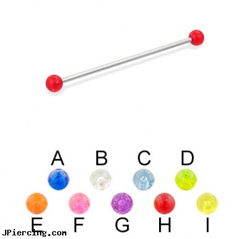 Long Barbell (Industrial Barbell) with Glitter Balls, 16 Ga, cock ring prolong ejaculation instruction, how long before removing earrings after first ear piercing, longhorn navel ring, belly button rings and barbells, buy tongue barbell