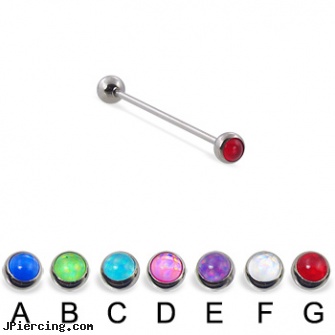 Long Barbell (Industrial Barbell) with Hologram Balls, 16 Ga, how long before removing earrings after first ear piercing, how long does it take cartilage piercings to heal, longhorn navel ring, gemstone belly button barbells, tongue barbells genital