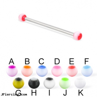 Long Barbell (Industrial Barbell) With Panda Balls, 12 Ga, how long does it take for tongue piercing to heal, cock ring prolong ejaculation instruction, longhorn navel ring, acrylic tongue barbells, buy logo tongue barbells