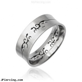 Men\'s 316L Tribal Carved Surgical Steel Ring, 316l jewelry cards, tribal lip piercing, tribal penis piercings thailand, tribal body piercing, navel jewelry surgical stainless steal internal thread