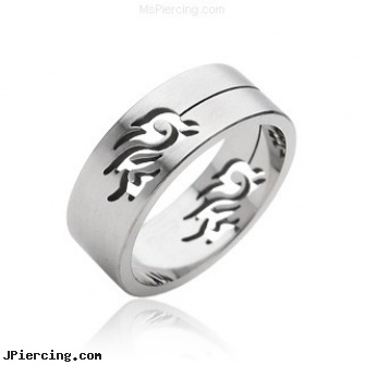 Men\'s 316L Tribal Carved Surgical Steel Ring, 316l jewelry cards, custom tribal labret, tribal body jewelry, tribal body piercings, surgical steel navel rings