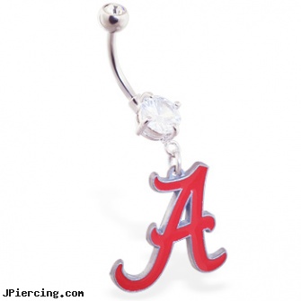 Mspiercing Belly Ring With Official Licensed NCAA Charm, University Of Alabama Crimson Tide, starter belly button rings, matching tongue and belly rings, sexy belly rings, penis rings method, cock ring with hinge