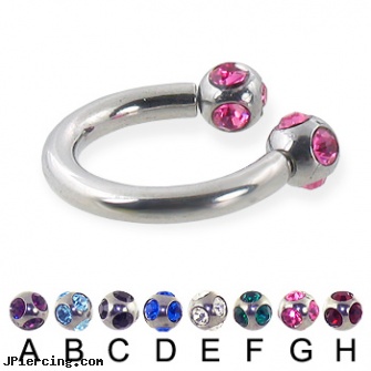 multi gem ball circular barbell, 12 ga, multiple body piercings, navel jewelry multiple piercing, horizontal belly jewelry multiple piercing, silicone cock ring with balls, ball and cock ring