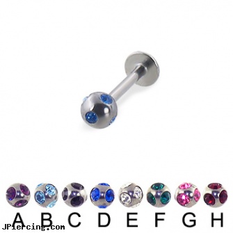 multi gem ball labret, 16 ga, multiple ear piercings, multiple ear piercing, multiple ear piercing tattoo very short hair, mm eyebrow balls, cock ring placement balls penis