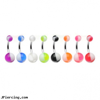 Navel Ring with Acrylic Two-Tone Balls, navel, keloid navel piercing, piercing navel and photographs, cock ring sex toys, nonpiering body jewelery