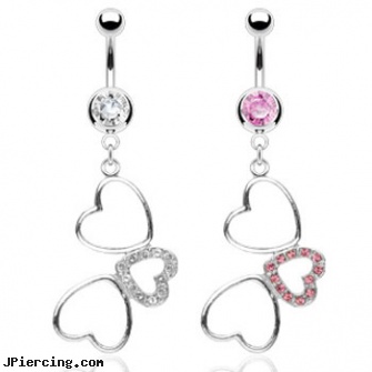 Navel ring with dangling crooked hearts, cons to navel piercings, pictures of navel piercings with tattoos, piercing your own navel, sterling silver nose rings, cock ring with anal probe