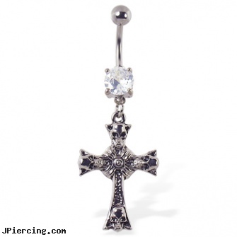 Navel ring with dangling cross with skulls, cheap navel rings, navel piercing during umbilical hernia surgery, patrick from spongebob navel rings, nose ring dress code, 14k gold belly button rings