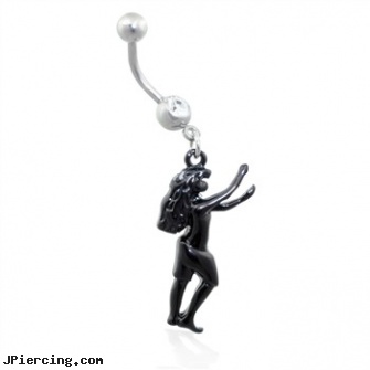 Navel Ring with Dangling Dancing Woman, solid gold navel jewelry, amazon navel jewelry, nose navel tongue rings, tongue ring with irelands flag, penis enlargement forum ring