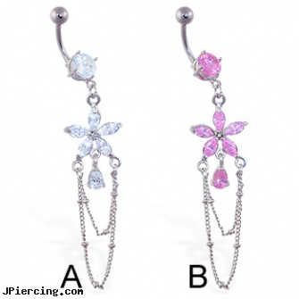Navel ring with dangling flower and chains, strawberry shortcake belly ring navel, procedure of navel piercing, keloid navel piercing, how to change my belly button ring for the first time, ear piercing rings
