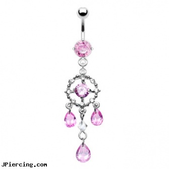Navel ring with dangling jeweled circle and stones, piercing navel forum, free navel jewelry, navel piercing and procedure, ball rings, non piercing belly button ring
