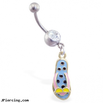 Navel ring with dangling polka dotted flipflop with sunglasses, quad navel ring, lilo and stitch navel ring, harley davidson gold navel rings, magnetic belly rings, prince albert rings