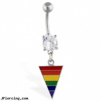 Navel ring with dangling rainbow triangle, fairy navel rings, 16 gauge navel rings, navel piercing and how it is done, by her nipple ring, cock ring gallery