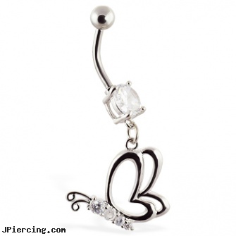 Navel ring with dangling side angle butterfly, navel piercing infected, holiday navel rings, witchcraft navel jewelry, christina aguilera nipple ring picture, good vibrations and cock ring