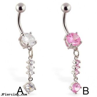 Navel ring with jeweled dangle and gem, sex position navel rings, fixed bead ring navel jewelry, prices navel piercings, clearance tongue rings, jeweled navel slave rings
