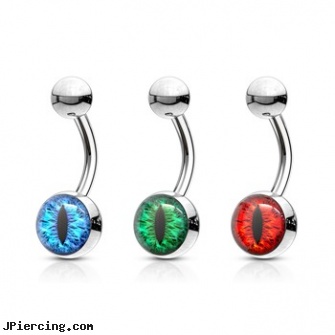 Navel Ring With Red Eye, how to change navel ring, male navel piercings, non-piercing navel rings, rhinestone charm belly ring, spider tongue rings