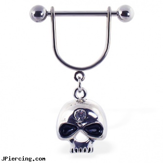 Nipple ring with dangling skull with gem, female nipple jewelry non piercing, jenna jameson nipple rings, non peircing nipple rings sex pics, captive bead ring, star belly ring