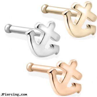Nose Bone With Anchor, platinum nose, when can change my nose ring, gold nose rings from pakistan, jewelry supplies and nose bones, body jewelry curved nose bones