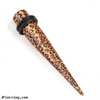 Pair of Acrylic leopard print taper, torn penis piercing repair, acrylic ear body jewelry, acrylic bead rings, acrylic body jewelry, how to use piercing tapers?