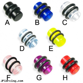 Pair Of Black UV Acrylic Plugs, torn penis piercing repair, black studs, black and blue titainum tongue rings, labret jewelry black, body jewelry plugs acrylic