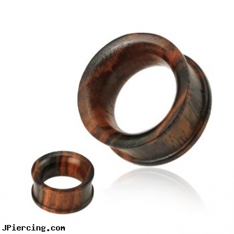 Pair Of Concave Double Flat Flared Tunnel Organic Sono Wood Plugs, torn penis piercing repair, double cock ring, double nipple piercings, double industrial ear piercings, flat labret piercings