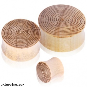 Pair Of Crocodile Wood Saddle Plugs with Engraved Wood Grain Motif, torn penis piercing repair, hollywood body jewelry, wooden body jewelry, organic wood body jewelery, non piercing saddle valve