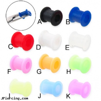 Pair Of Flexible Silicone Tunnels, torn penis piercing repair, flexible belly rings, flexible body jewelry, flexible tongue rings, nipple piercing silicone