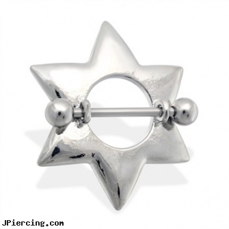 Pair of large star nipple shields, 14 ga, torn penis piercing repair, large cock ring, penis enlargement fprum ring, large gauge peircings, patrick the starfish navel rings