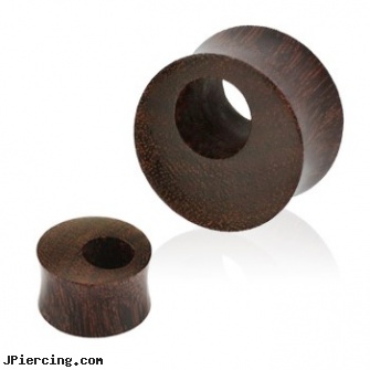 Pair Of Tamarind Wood Offset Eyelet Tunnel Double Flared Saddle Fit Organic Plugs, torn penis piercing repair, organic wood body jewelery, hollywood body jewelry, wooden body jewelry, 4g flesh tunnel earlet plugs body jewelry