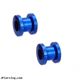 Pair Of Titanium Anodized Tunnels with Threaded Back - Blue, torn penis piercing repair, titanium ear studs, titanium jewelry, piercing supplies titanium, anodized body navel ring