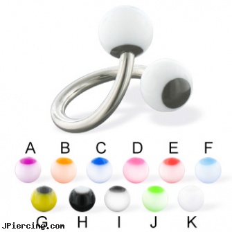 Panda ball twister, 14 ga, mm eyebrow balls, ball, cock ring placement balls penis, twister tongue rings, navel ring starter twister wholesale