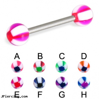 Parachute tongue barbell, 14 ga, viberating tongue rings, 12g tongue rings retainers, how fast does tongue peircing close, curved barbell jewelry, gauge plastic tongue barbells
