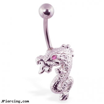 Pink eyed dragon navel ring, pink belly ring, pink tattoos, pink clit, dragon belly button rings, dragon nipple rings
