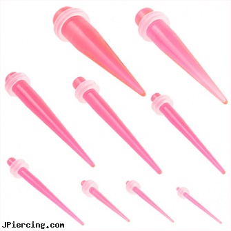Pink UV taper with clear o-rings, pink nose piercing, pink crystal playboy bunny navel ring, pink clit, how to use piercing tapers?, how to use ear taper