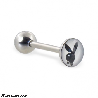 Playboy Bunny logo straight barbell, 14 ga, pink crystal playboy bunny navel ring, playboy belly ring, playboy bunny tattoos, playboy bunny belly button rings, peircing logo