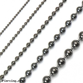 PVD Black Over 316L Stainless Steel Ball Chain Necklace, black labret, blackhole body piercing, piercing jewelry black, body piercings closing over, regulations governing ear piercing in illinois