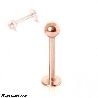 Rose-Gold Tone Labret/Monroe with Ball, rose belly jewelry, rose belly button rings, gold body piercing, 14 kt gold plated belly button navel ring, 18k gold body jewelery