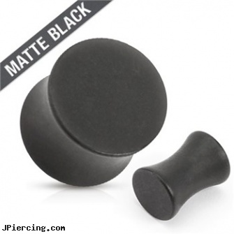 Saddle Plug Surgical Steel Solid Matte Black, non piercing saddle valve, ear plug jewelry, plug jewelry, plugs body jewelry, surgical stainless steel navel jewelry