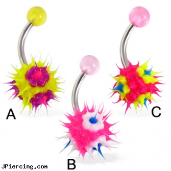 Silicone koosh ball with dots belly button ring, silicone cock rings, silicone cock ring with balls, nipple piercing silicone, blinking koosh ball belly ring, belly navel color flashing koosh ring