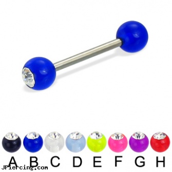 Single acrylic ball with stone titanium straight barbell, 14ga, single use piercing kits, body jewelry single earings, acrylic eyebrow rings, body jewelry acrylic, acrylic labrets