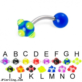 Single acrylic viking ball curved barbell, 14 ga, body jewelry single earings, single use piercing kits, acrylic body jewelry, gauge acrylic body jewelry, acrylic piercing